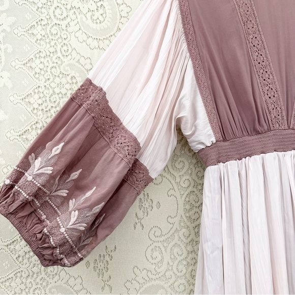 Free People Turn Heads Mauve Lace Boho Mini Dress - Picture 10 of 15